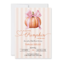 Little Pumpkin Baby Shower-inbjudan - Rosa Bow