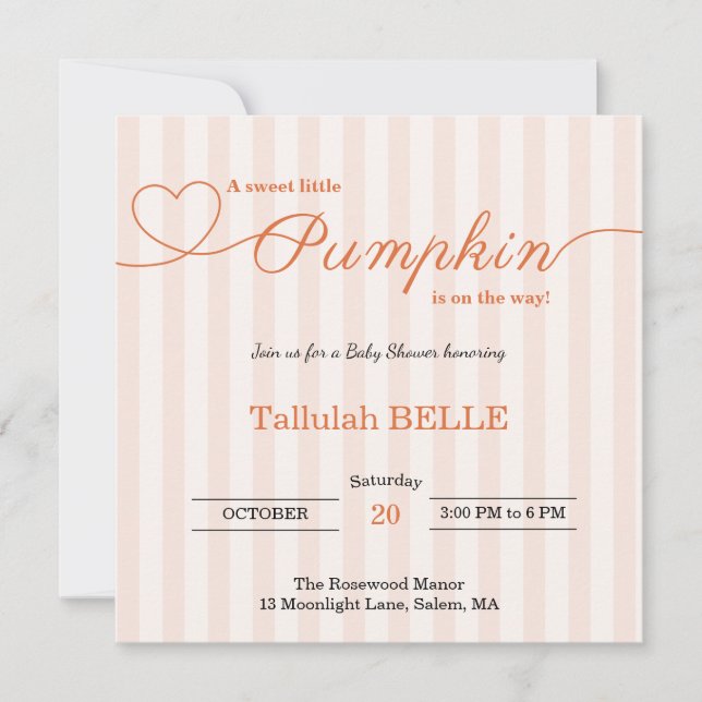 Little Pumpkin Baby Shower-inbjudan - Rosa Bow Spara Datumet (Framsida)