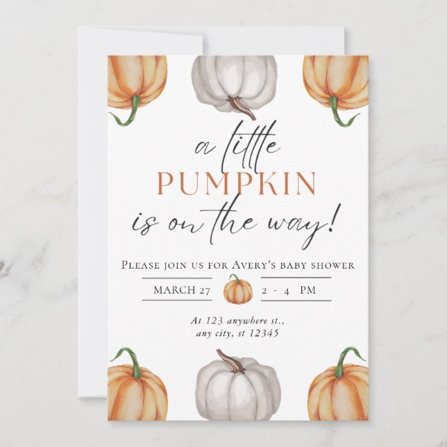 Little Pumpkin Baby Shower Inbjudningar (Framsida)