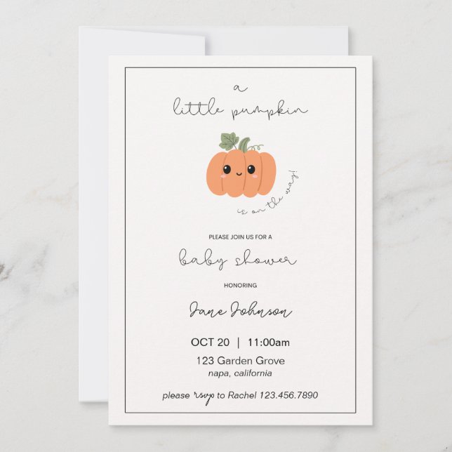 Little Pumpkin Baby Shower Invitation Inbjudningar (Framsida)