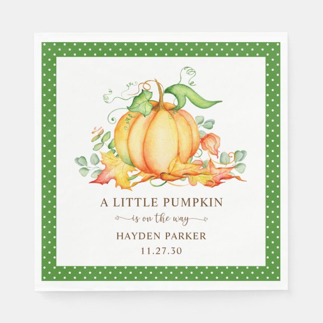 Little Pumpkin Baby Shower Napkins Pappersservett (Framsidan)