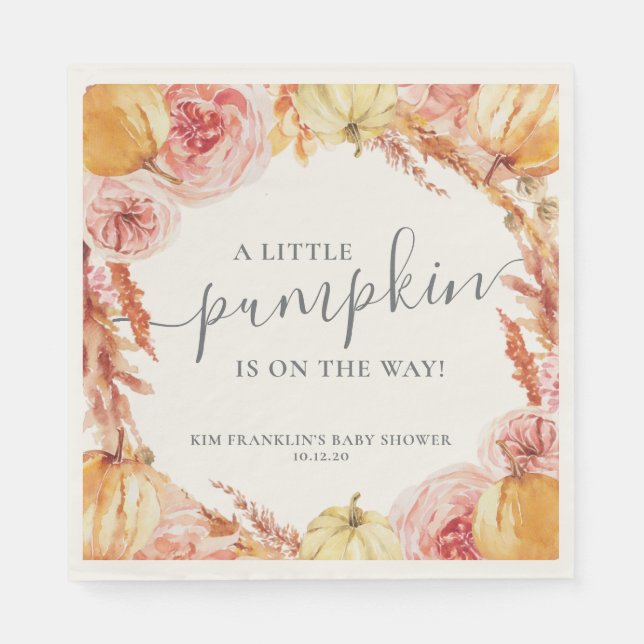 Little Pumpkin Baby Shower Napkins Pappersservett (Framsidan)