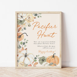Little Pumpkin Baby Shower Nappar Hunt Game Sign Poster