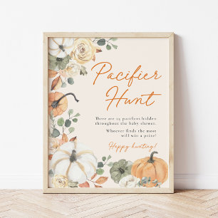 Little Pumpkin Baby Shower Nappar Hunt Game Sign Poster