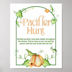 Little Pumpkin Baby Shower Nappar Hunt Game Sign Poster