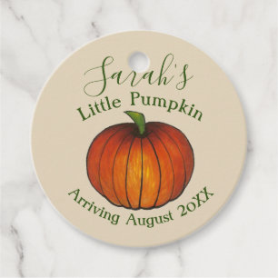 Little Pumpkin Baby Shower New Arrival Autumn Fall Gåvor Etiketter