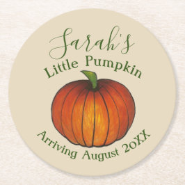 Little Pumpkin Baby Shower New Arrival Autumn Fall Underlägg Papper Rund