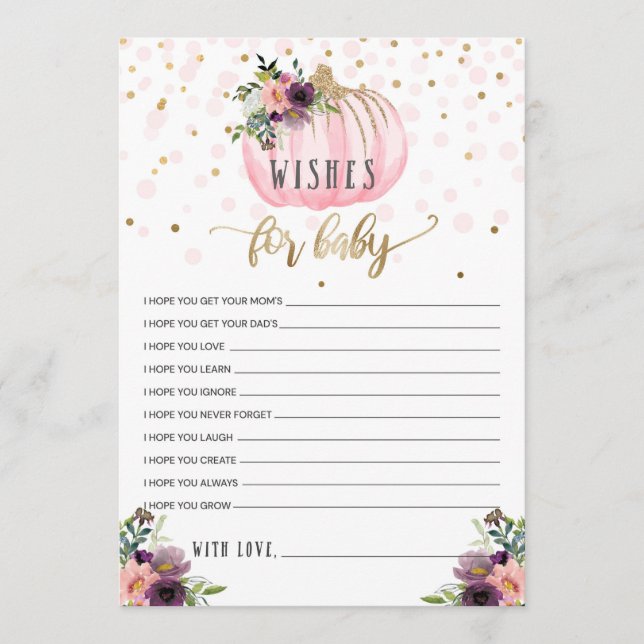 Little Pumpkin Baby Shower Önskemål för Baby Rådkort (Framsida)