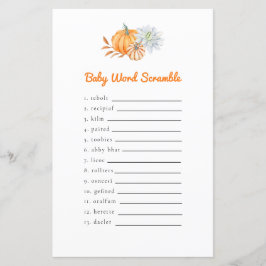 Little Pumpkin Baby Shower Ord Scramble Game
