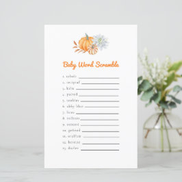 Little Pumpkin Baby Shower Ord Scramble Game