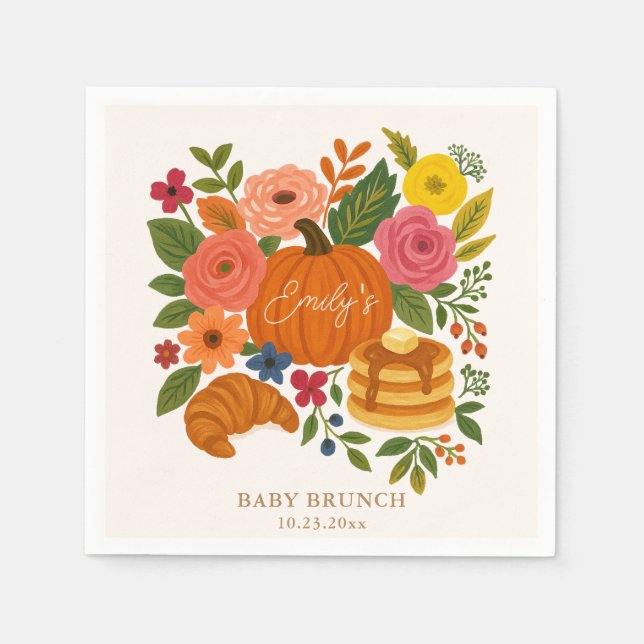 Little Pumpkin Baby Shower Paper Napkin Pappersservett (Framsidan)