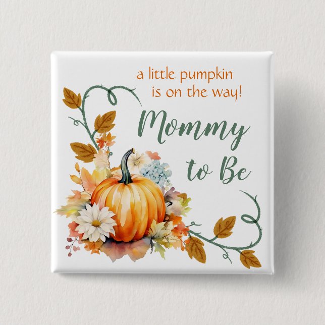 Little Pumpkin Baby Shower Pin - Anpassningsbar Ti Knapp (Framsida)