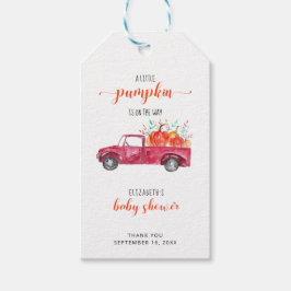 Little Pumpkin Baby Shower Red Lastbil hösten I Presentetikett