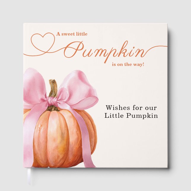 Little Pumpkin Baby Shower Ribbon - Romantic Salem Gästböcker (Framsida)