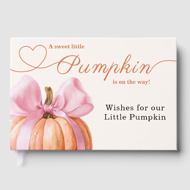 Little Pumpkin Baby Shower Ribbon - Romantic Salem Gästböcker (Framsida)