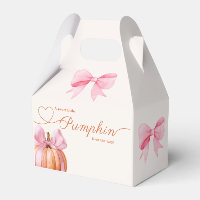 Little Pumpkin Baby Shower - Rosa Bow Fall Presentaskar (Framsidan Sidan)
