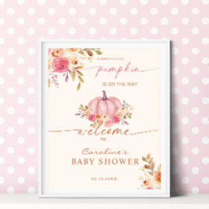 Little Pumpkin Baby Shower Rosa Girl Poster