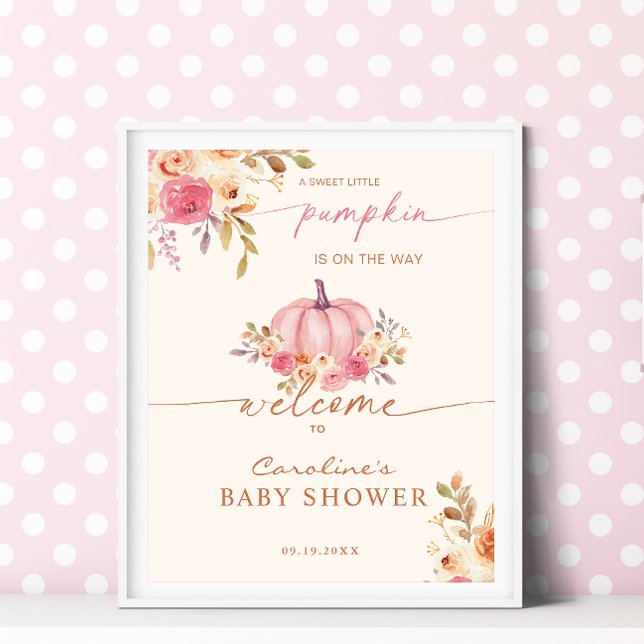 Little Pumpkin Baby Shower Rosa Girl Poster (Skapare uppladdad)