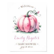 Little Pumpkin Baby Shower Sign - Rosa