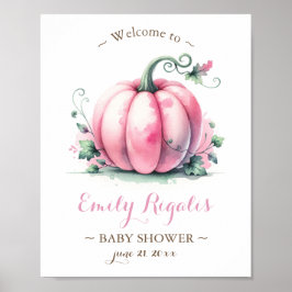 Little Pumpkin Baby Shower Sign - Rosa Poster