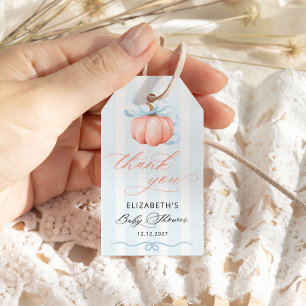 Little Pumpkin Baby Shower Tack Gift Presentetikett