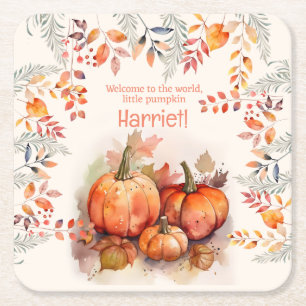 Little Pumpkin Baby Shower Underlägg Papper Kvadrat
