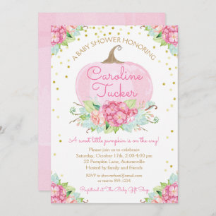 Little Pumpkin Baby Shower Watercolor Rosa Guld Inbjudningar