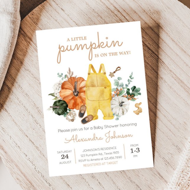 Little Pumpkin Barnkläders Baby Shower-inbjudan Inbjudningar (Gender Neutral Little Pumpkin Baby Shower Invitation)