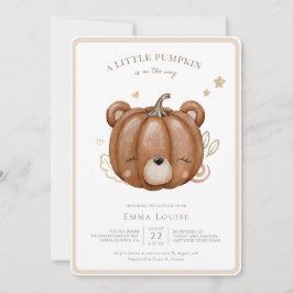Little Pumpkin Bear Fall Baby Shower Neutralt Inbjudningar