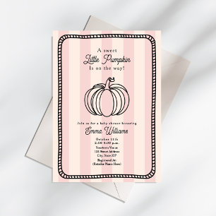 Little Pumpkin Black & Rosa Chic Girl Baby Shower Inbjudningar