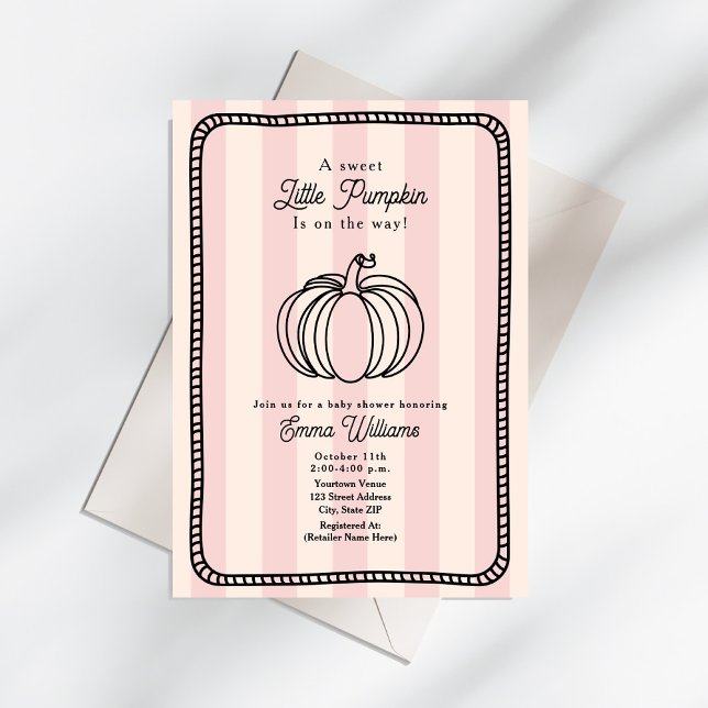 Little Pumpkin Black & Rosa Chic Girl Baby Shower Inbjudningar (Skapare uppladdad)