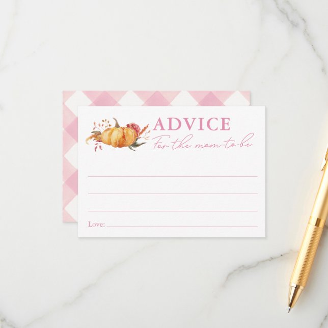 Little Pumpkin Blommigt Baby Shower Advice for Mam Tilläggskort (Fram/Back In Situ)