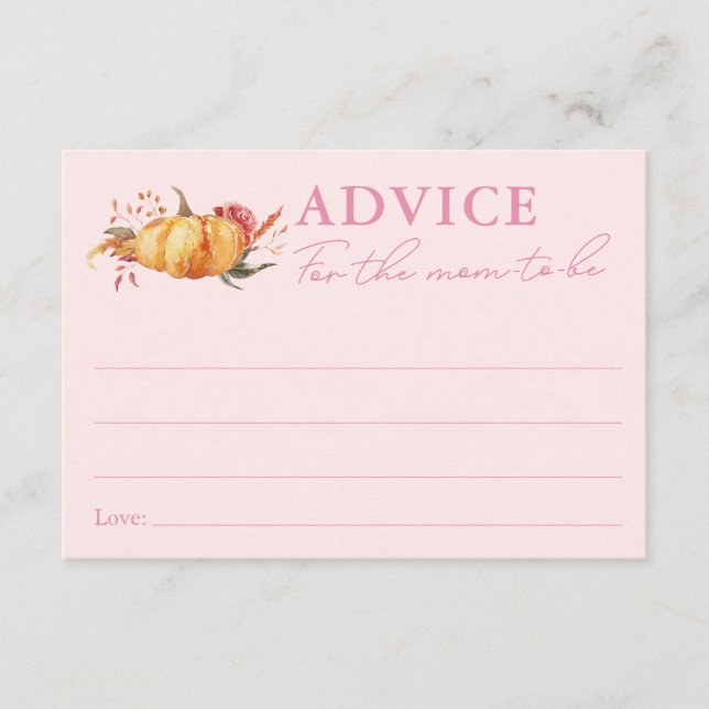 Little Pumpkin Blommigt Baby Shower Advice for Mam Tilläggskort (Framsida)