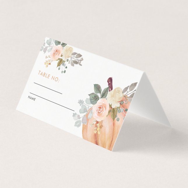 Little Pumpkin Blommigt Baby Shower Bordsnummer Kort (Framsida)