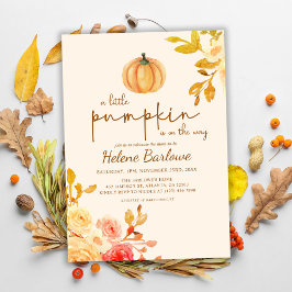 Little Pumpkin Blommigt Baby Shower-inbjudan Inbjudningar