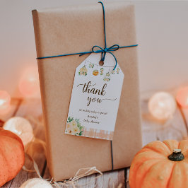 Little Pumpkin Blommigt Baby Shower Tack för att d Presentetikett