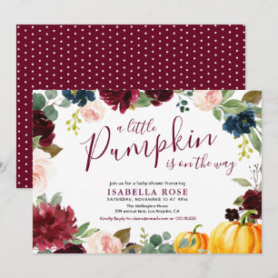 Little pumpkin blommigt babydusch inbjudningar