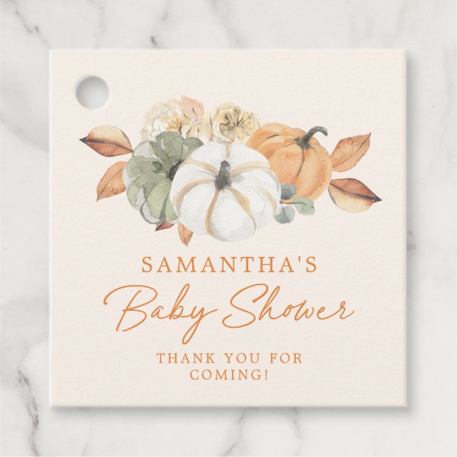 Little Pumpkin Blommigt Boho Baby Shower Tack Gåvor Etiketter (Framsida)