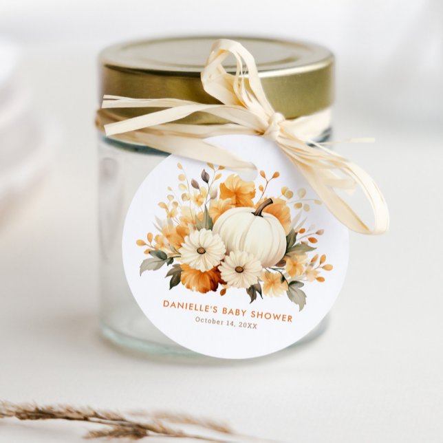 Little Pumpkin Blommigt Boho Botanical Baby Shower Gåvor Etiketter (Skapare uppladdad)
