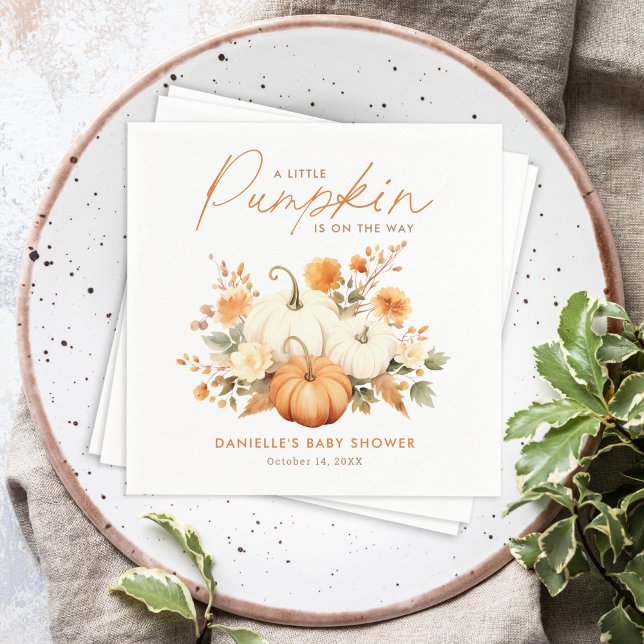 Little Pumpkin Blommigt Boho Botanical Baby Shower Pappersservett (Skapare uppladdad)