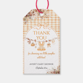 Little Pumpkin Blommigt Bow Fall Baby Shower Bokar Presentetikett