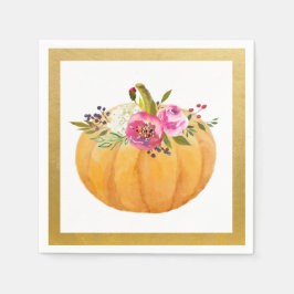 Little Pumpkin Blommigt Fall Napkins Pappersservett