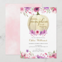 Little Pumpkin Blommigt Girl Baby Shower-inbjudan