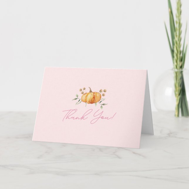 Little Pumpkin Blommigt Girl Baby Shower Tack Kort (Framsida)