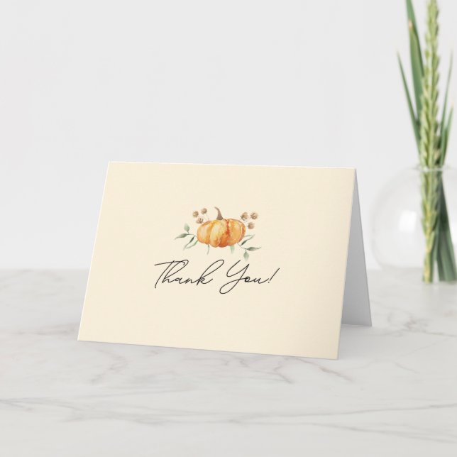 Little Pumpkin Blommigt Neutralt Baby Shower Tack Kort (Framsida)