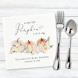 Little Pumpkin Blommigt Watercolor Baby Shower Pappersservett