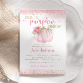 Little Pumpkin Blommigt Watercolor Flicka Shower Inbjudningar