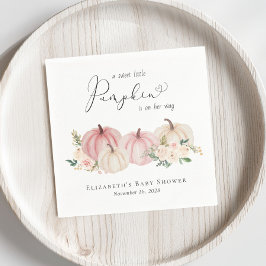 Little Pumpkin Blommigt Watercolor Flicka Shower Pappersservett