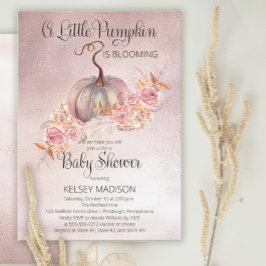 Little Pumpkin Blooming Rosa Virtuell Baby Shower Inbjudningar