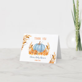 Little Pumpkin Blue Baby Shower - tackkort